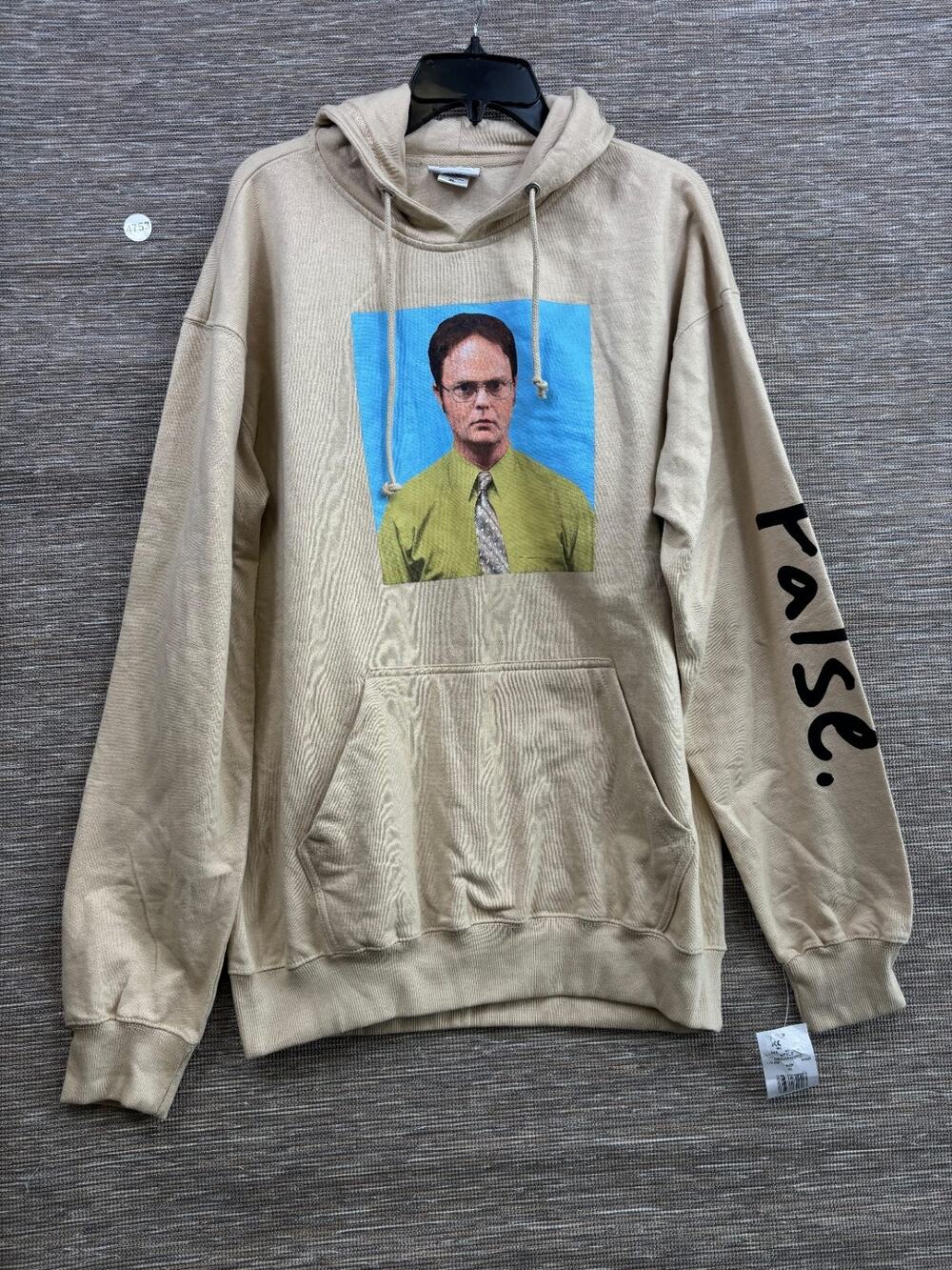 The Office Dwight Schrute False Men's Size M Tan Pullover Hoodie NEW